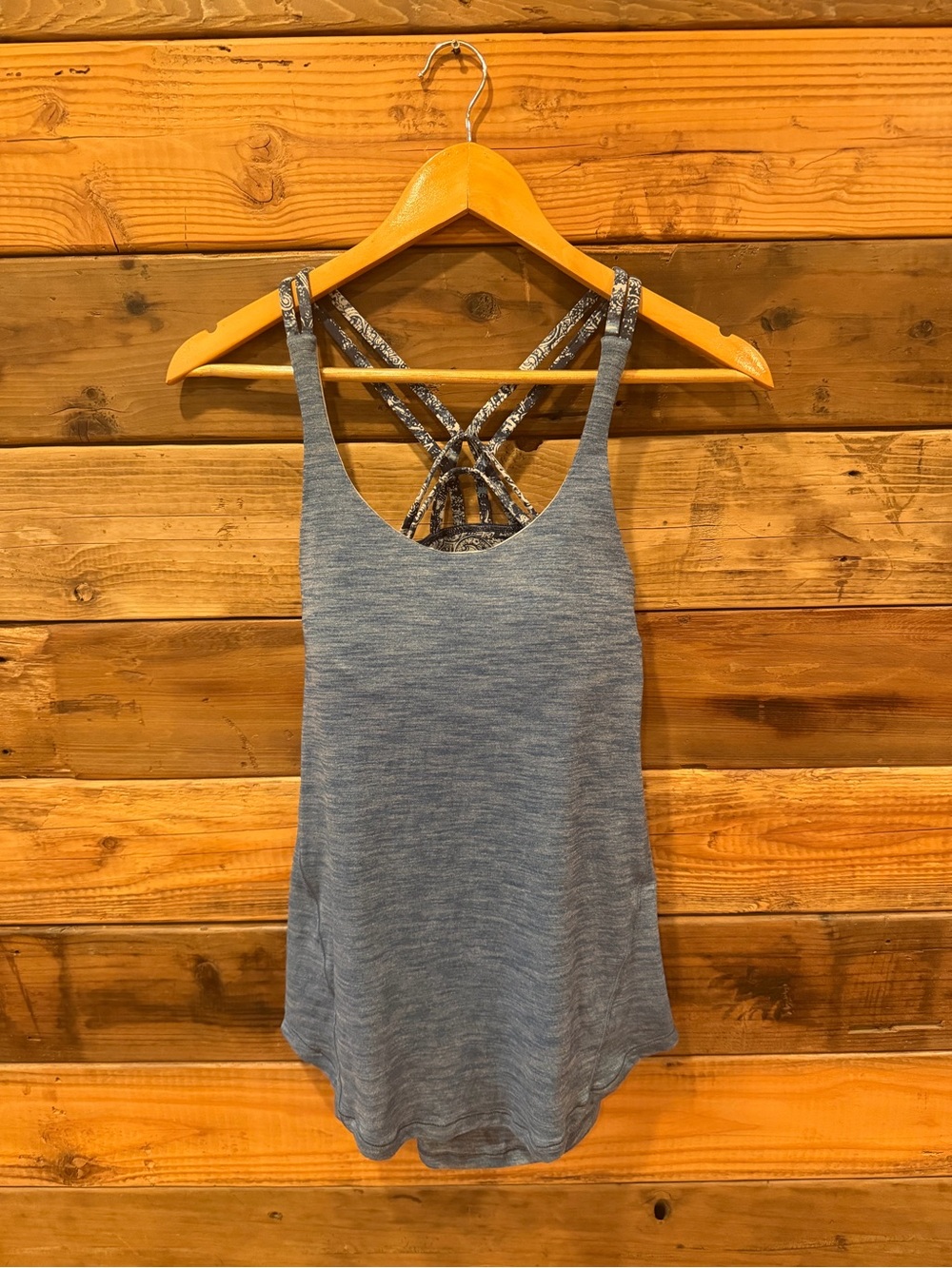 lululemon Heathered Teal Tank with Built in Strappy Bra - 4